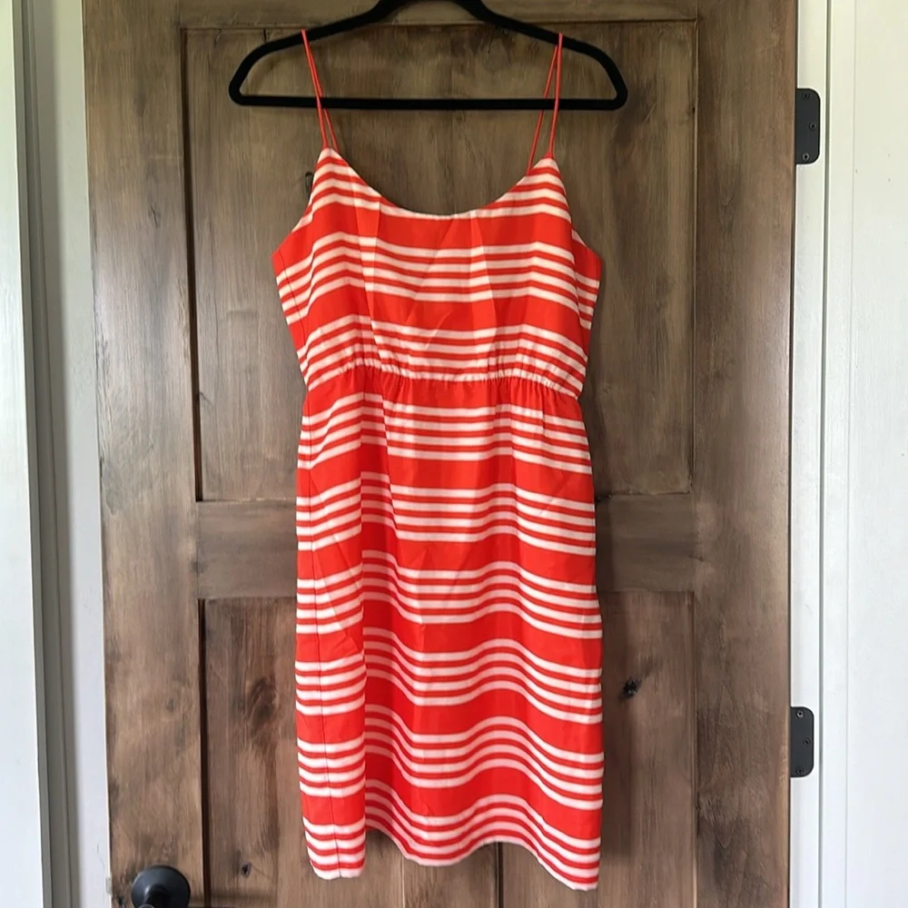J. Crew Orange and White Dress